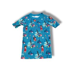 Disney Hanna Andersson Moana Shirt Girls 5 Blue Short Sleeve Pajama‎ Top